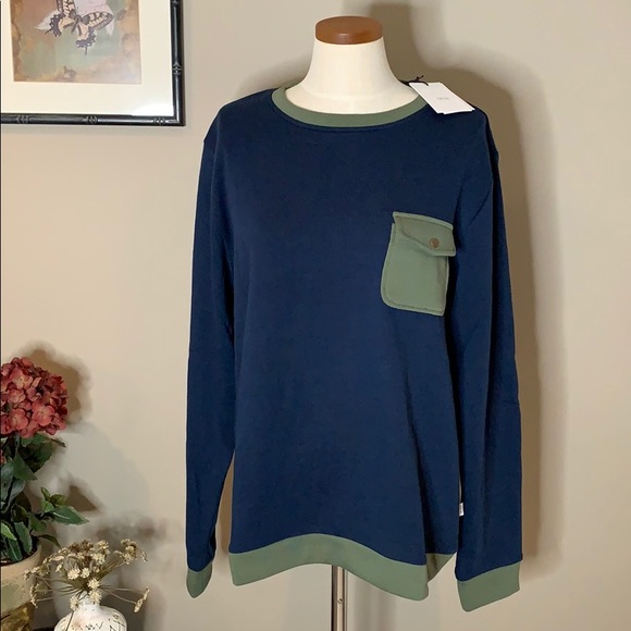 Onia Hudson Crewneck, Navy w/ Army Green Trim - Picture 3 of 15